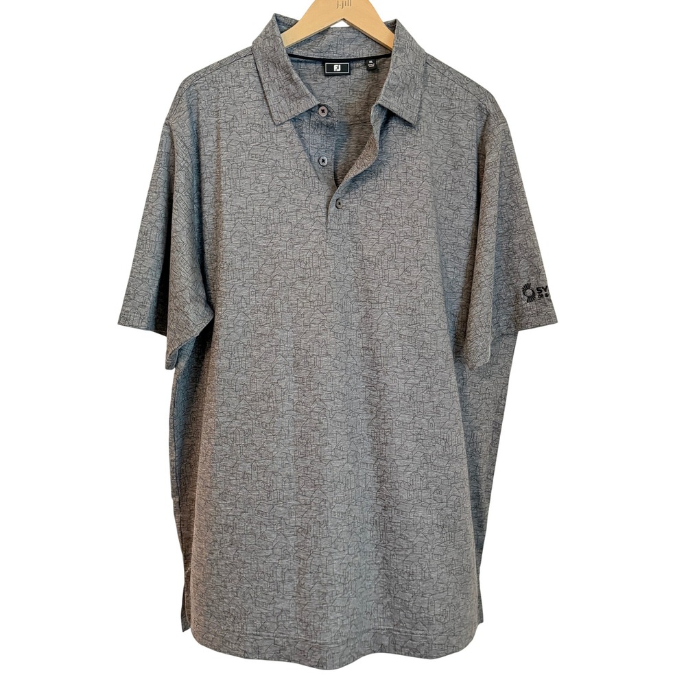 FootJoy Scottish Town print Golf Polo Shirt Mens Size XL Grey Syansqo